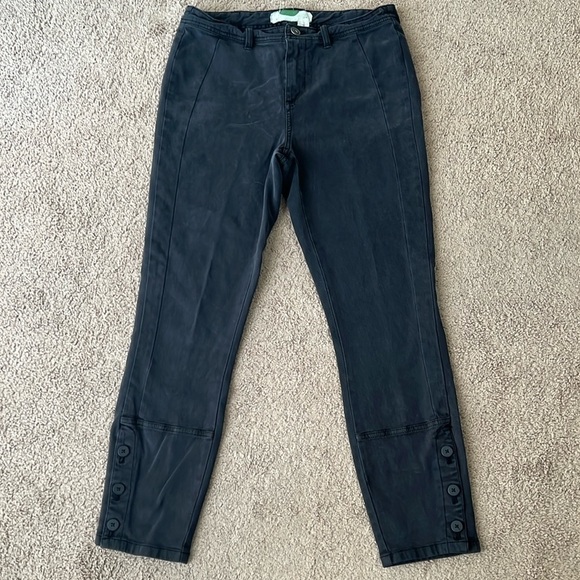 Anthropologie Dark Grey Mid Rise Button Detail Pants - Picture 1 of 9